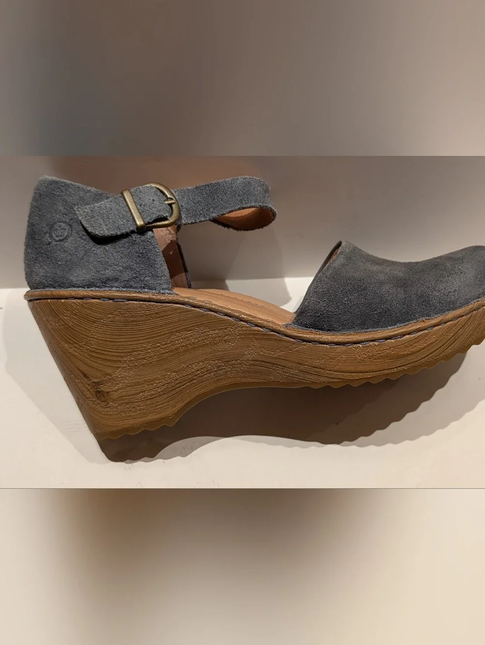 Born Women's Dusty Blue Suede Mary Jane 